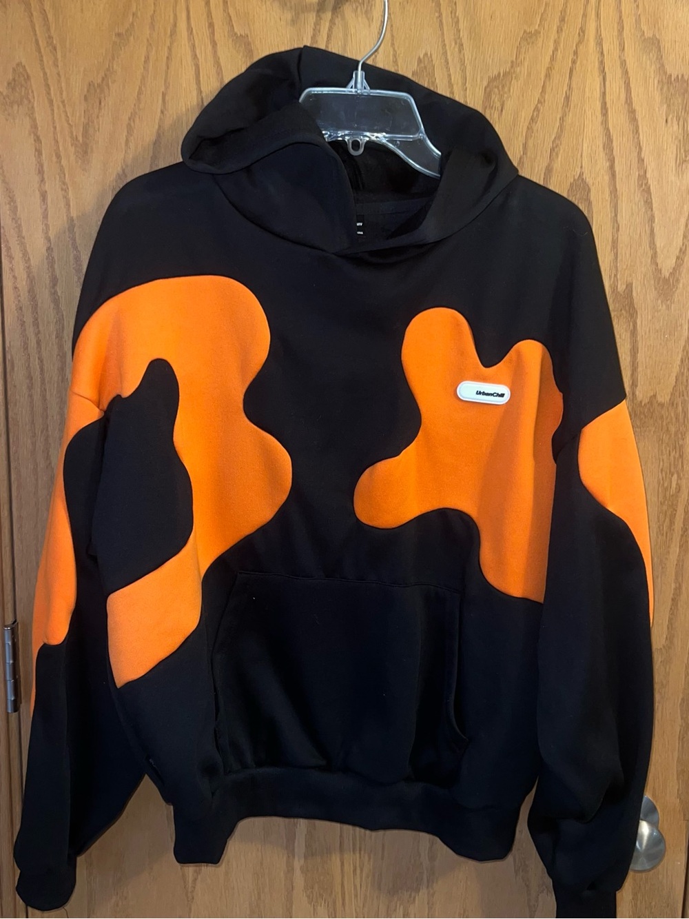 MANFINITY Black & Orange Urban Chill Crewneck Hoodie Sweatshirt